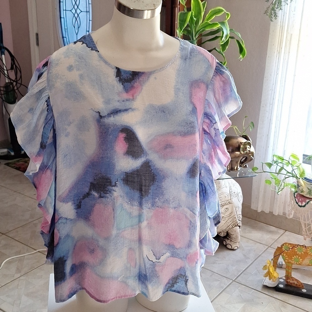Womens Zac & Rachel pretty dohlman sleeve plus size top 1X